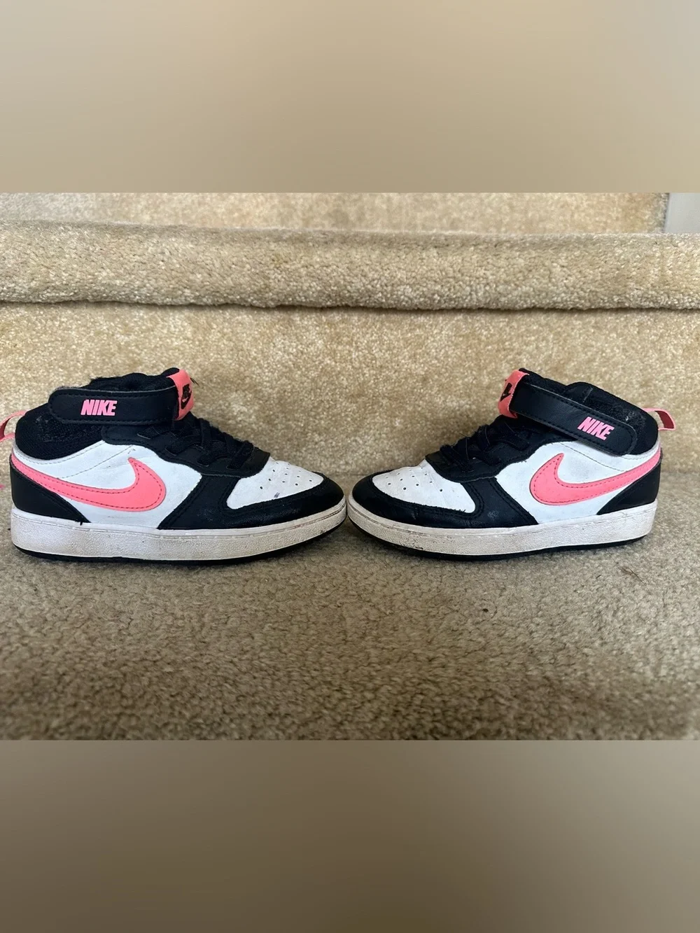 Nike Kids' High-Top Sneakers in Black, White & Pink